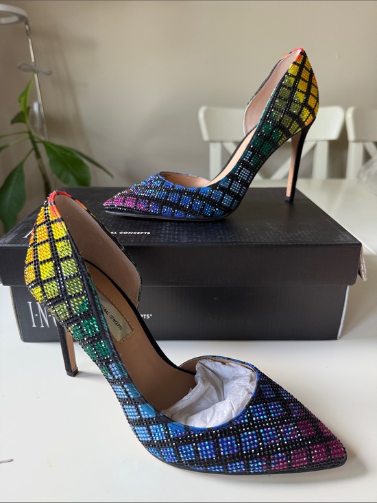 INC International Concepts Shoes - INC International Concepts Multicolor Crystal Grid Pointed-Toe Stiletto Heels